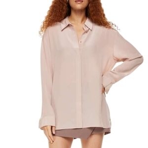 Aritzia Babaton Academy Silk Blouse Fairy Oversized Womens Elevated French Girl
